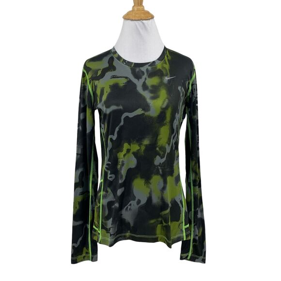 Nike Shirt Womens S Small Abstract Dri Fit Running Tie Dye Miller Base Layer - Picture 1 of 14